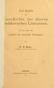 Tapa de Zur Kritik der Geschichte der älteren südslawischen Litteraturen