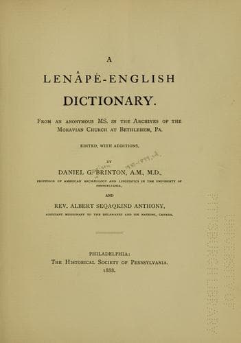Tapa de Lenâpé-English dictionary