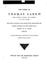 Tapa de The poems of Thomas Carew, sewer in ordinary to Charles I. and a gentleman of his privy chamber