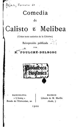 Tapa de Comedia de Calisto y Melibea