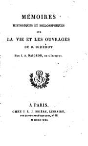 Tapa de Mémoires historiques et philosophiques sur la vie et les ouvrages de D. Diderot