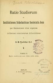 Tapa de Ratio studiorum et institutiones scholasticae Societatis Jesu per Germaniam olim vigentes collectae concinnatae