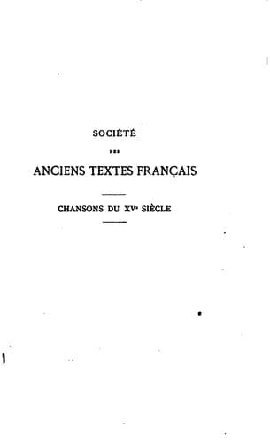 Tapa de Chansons du XVe siècle