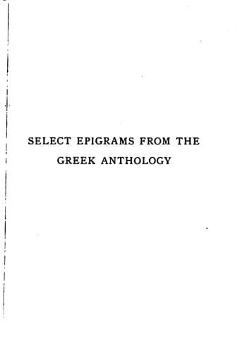 Tapa de Select epigrams from the Greek anthology