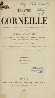 Tapa de Théâtre, précedé des discours sur le pòeme dramatique suivi d'un examen analytique des pìeces non comprises dans la présente edition et d'un choix de poésies diverses