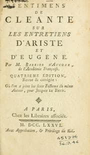 Tapa de Sentimens de Cleante sur les Entretiens d'Ariste et d'Eugene
