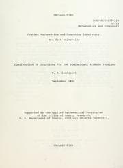 Tapa de Construction of solutions for two dimensional Riemann problems