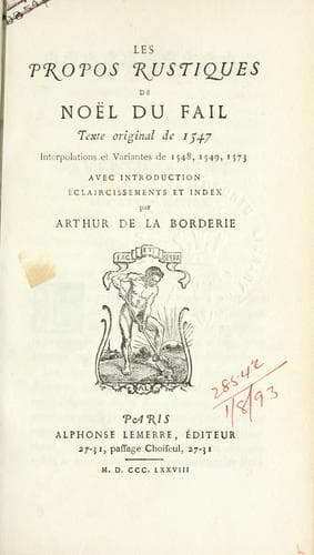 Tapa de Les propos rustiques