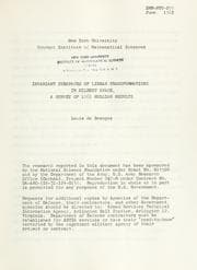 Tapa de Invariant subspaces of linear transformations in Hilbert space, a survey of 1961 Russian results