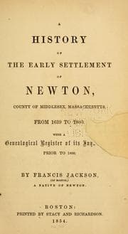 Tapa de A history of the early settlement of Newton