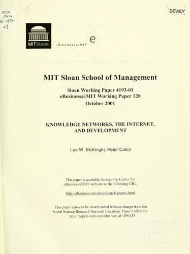 Tapa de Knowledge networks, the Internet, and development