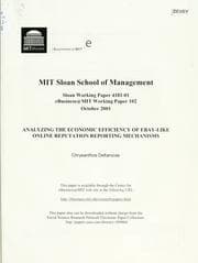 Tapa de Analyzing the economic efficiency of eBay-like online reputation reporting mechanisms