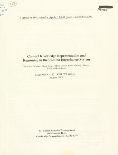 Tapa de Context knowledge representation and reasoning in the Context Interchange system