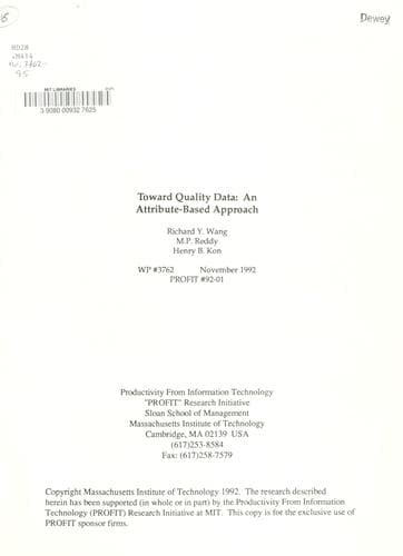 Tapa de Toward quality data