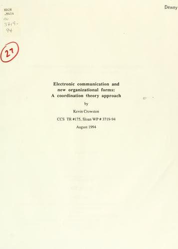 Tapa de Electronic communication and new organizational forms
