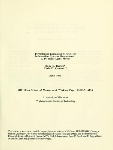 Tapa de Performance evaluation metrics for information systems development