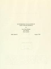 Tapa de Econometric evaluation of asset pricing models