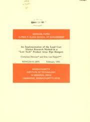 Tapa de An implementation of the lead user market research method in a 'low tech' product area