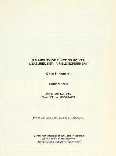 Tapa de Reliability of function points measurement