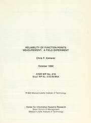 Tapa de Reliability of function points measurement
