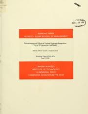 Tapa de Determinants and effects of vertical electronic integration
