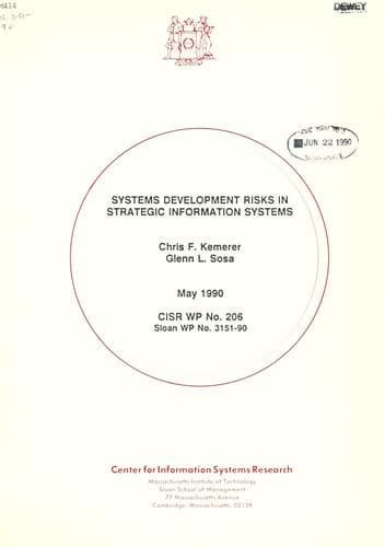 Tapa de Systems development risks in strategic information systems