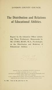 Tapa de The distribution and relations of educational abilities