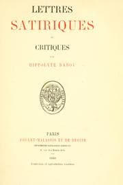 Tapa de Lettres satiriques et critiques