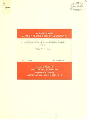 Tapa de Deterministic chaos in an experimental economic system