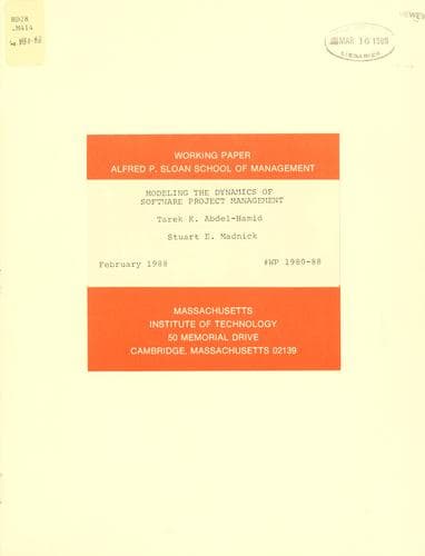 Tapa de Modeling the dynamics of software project management