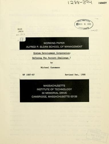 Tapa de System Development Corporation