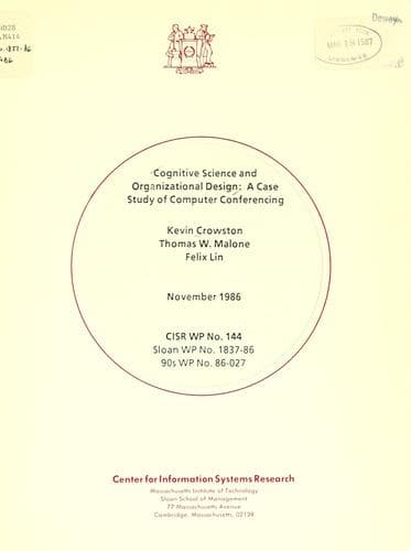Tapa de Cognitive science and organizational design