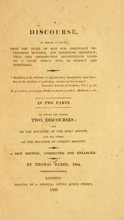 Tapa de A discourse in which is shown that the state of man was originally necessarily mutable, and therefore imperfect