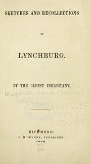 Tapa de Sketches and recollections of Lynchburg