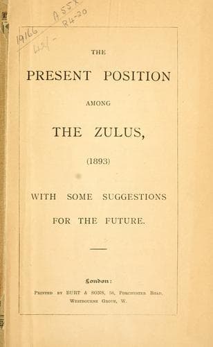 Tapa de The present position among the Zulus, 1893