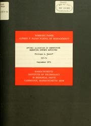 Tapa de Optimal allocation of competitive marketing efforts revisited