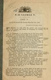 Tapa de An act to amend the Income war tax act, 1917