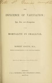 Tapa de The influence of vaccination : age, sex and occupation on the mortality in smallpox