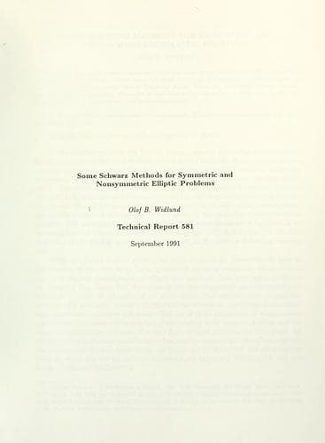Tapa de Some Schwarz methods for symmetric and nonsymmetric elliptic problems