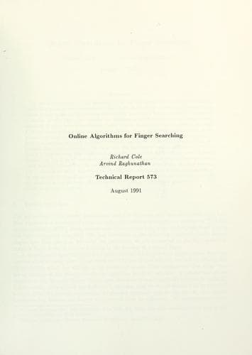 Tapa de Online algorithms for finger searching