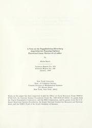 Tapa de A note on the Papadimitriou-Silverberg algorithm for planning optimal piecewise-linear motion of a ladder