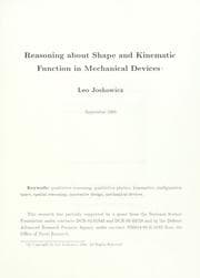 Tapa de Reasoning about shape and kinematic function in mechanical devices