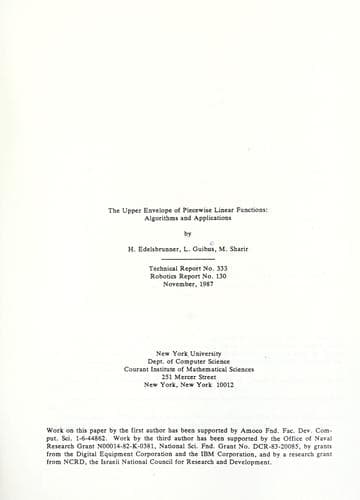 Tapa de The upper envelope of piecewise linear functions: algorithms and applications