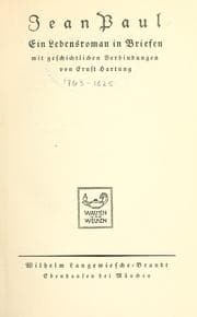 Tapa de Jean Paul, ein Lebensroman in Briefen