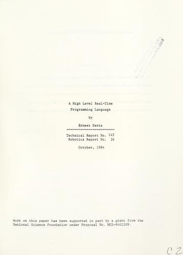 Tapa de A high level real-time programming language