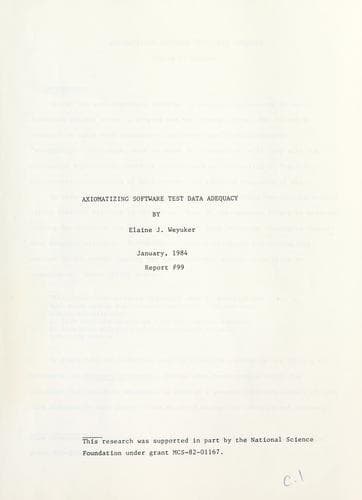 Tapa de Axiomatizing software test data adequacy