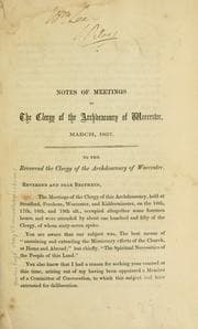 Tapa de Notes of meetings of the clergy of the Archdeaconry of Worchester, March, 1857
