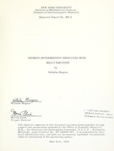 Tapa de Infinite determinants associated with Hill's equation