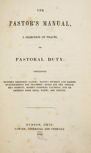 Tapa de The Pastor's manual