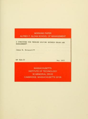 Tapa de A structure for problem solving between union and management